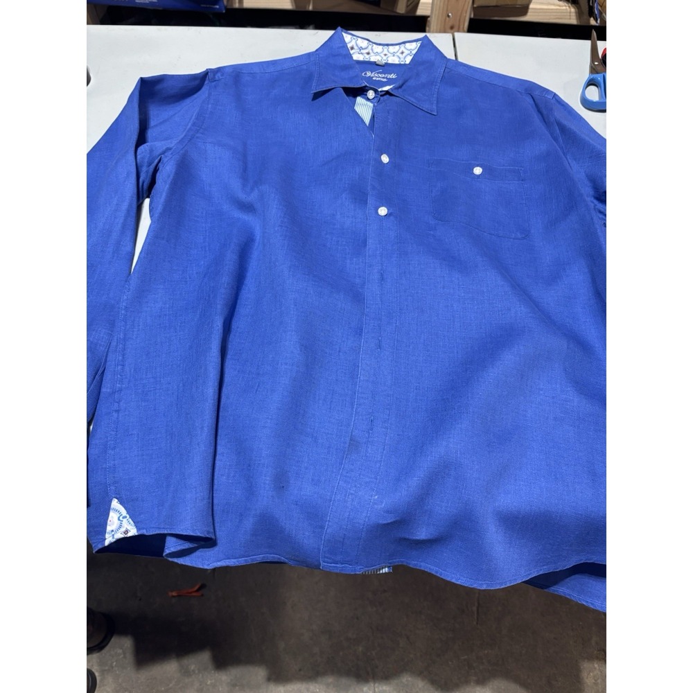Visconti Uomo Shirt Adult Large‎  Long Sleeve Button Up Blue